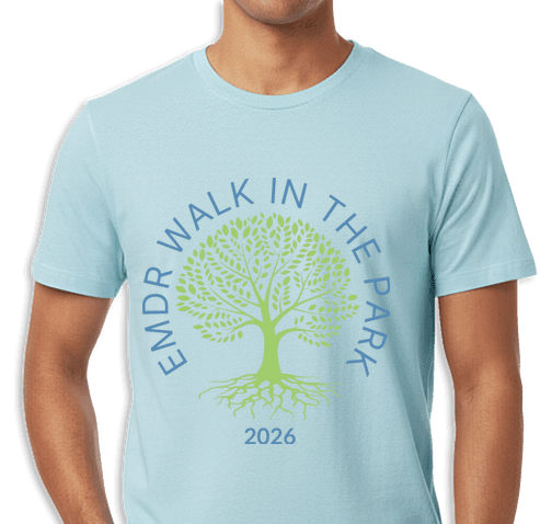 Purple tshirt featuring the event logo in green and blue. 